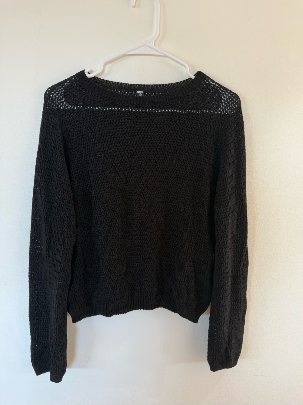 Uniqlo Black Open-Weave Crewneck Sweater
